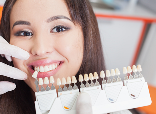 Dental patient being fitted with veneers